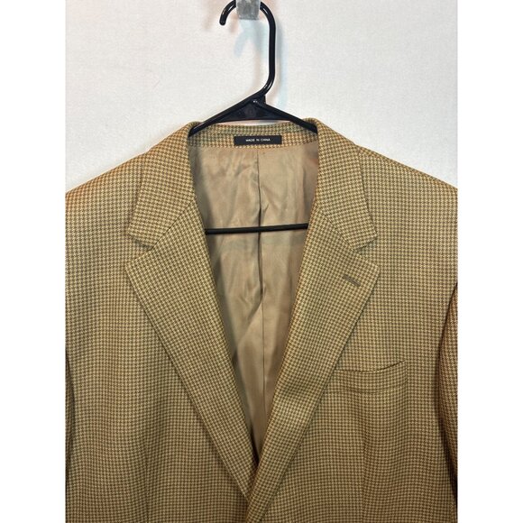 Lauren Ralph Lauren Mens Houndstooth Sport Coat Jacket Tan Size 42R 100 % silk - Picture 3 of 16